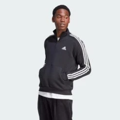 ADIDAS Essentials Fleece 3-Stripes Sweatshirt Met Korte Rits