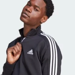 ADIDAS Essentials Fleece 3-Stripes Sweatshirt Met Korte Rits -Adidas Verkoopwinkel essentials fleece 3 stripes sweatshirt met korte rits 3