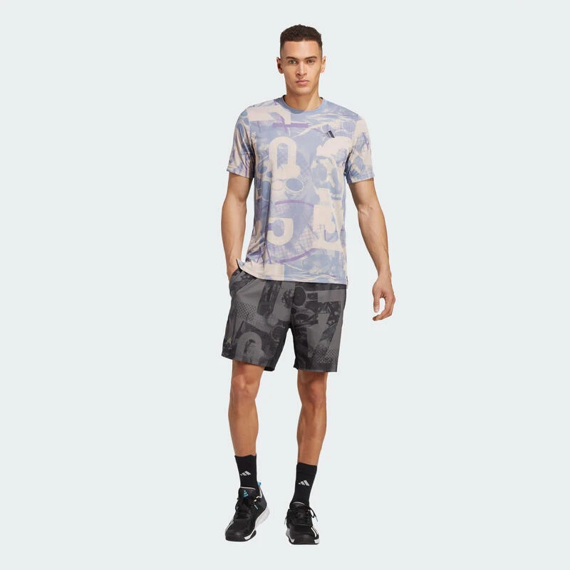 ADIDAS Tennisshort Voor Heren CLUB GRAPHIC Grijs Kaki 2 ADIDAS Tennisshort Voor Heren CLUB GRAPHIC Grijs Kaki - Afbeelding 2